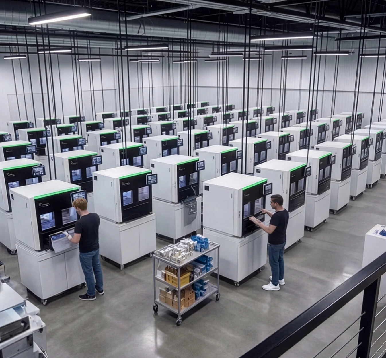 Precision milling room with dental manufacturing equipment